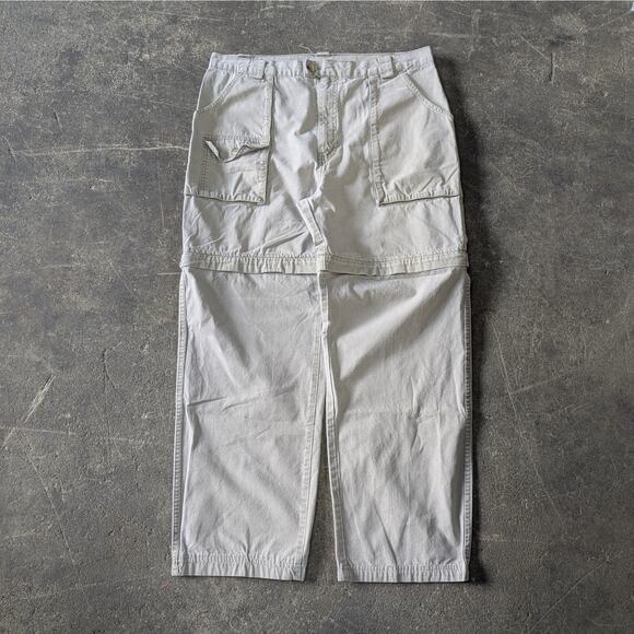 Vintage REI Convertible Canvas Pants Mens 38 Tan Flap Pockets Outdoors Shorts - Picture 1 of 9